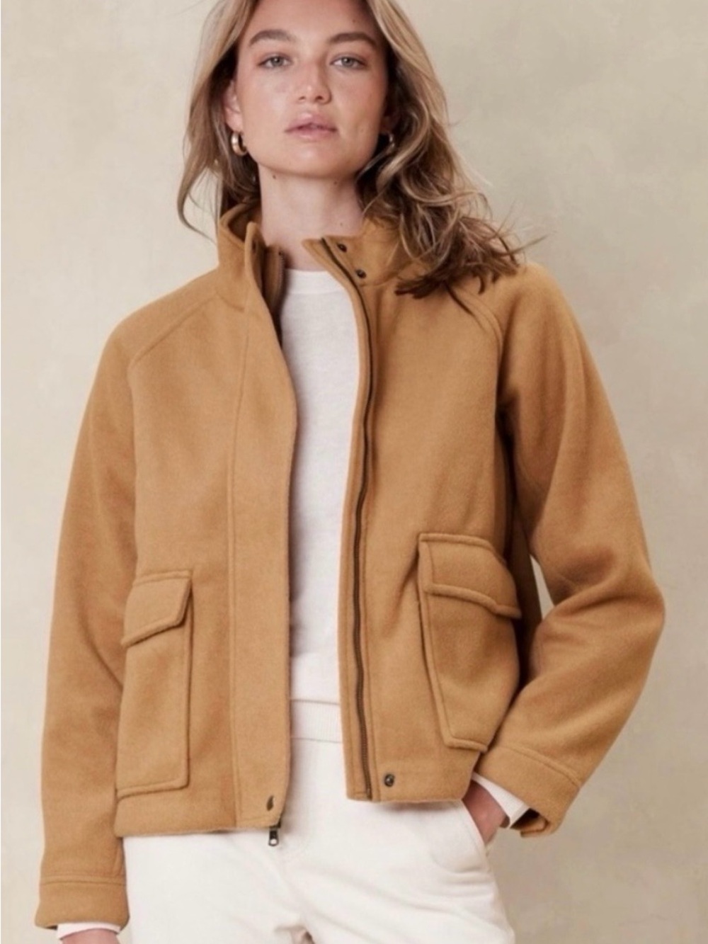 Banana Republic Camel Melton Pocket Jacket